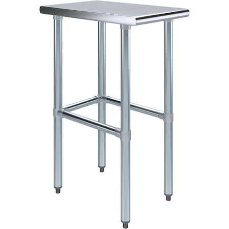 Amgood 24 in. x 15 in. Open Base Stainless Steel Metal Table WT-2415-RCB-Z